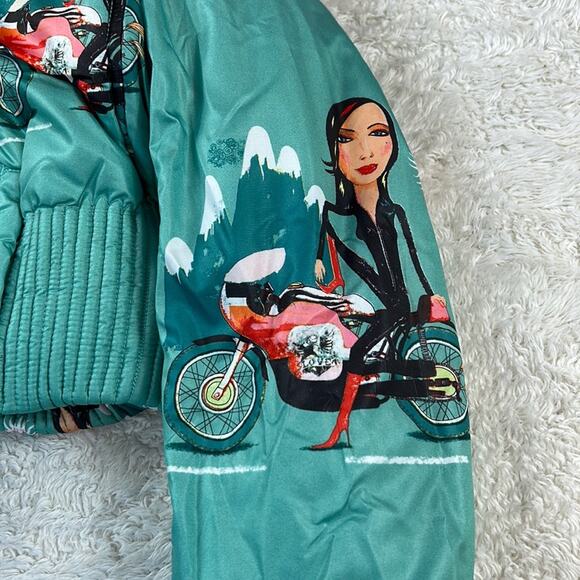 Y2k Custo Barcelona cold highway silky cropped novelty print coat, 42 or 8 - Picture 4 of 12